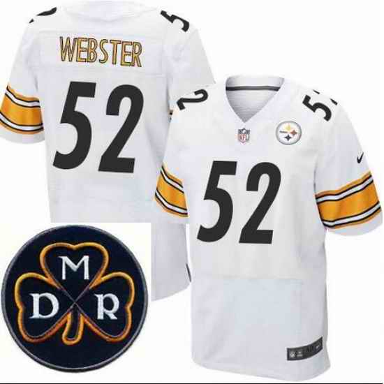 Men's Nike Pittsburgh Steelers #52 Mike Webster Elite White NFL MDR Dan Rooney Patch Jersey
